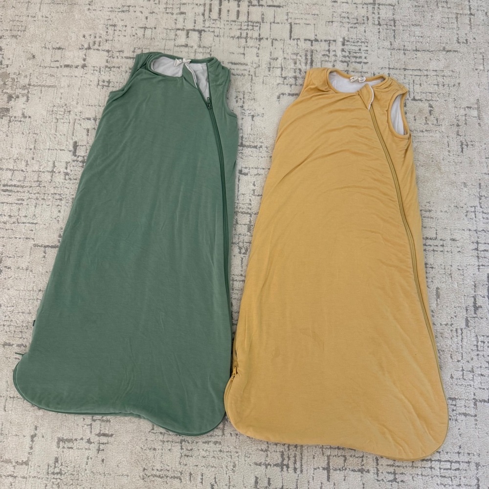 Kyte Baby Sleep Sacks 1.0 TOG Sage Green Mustard Yellow Bamboo 6-18 Months 2 Set